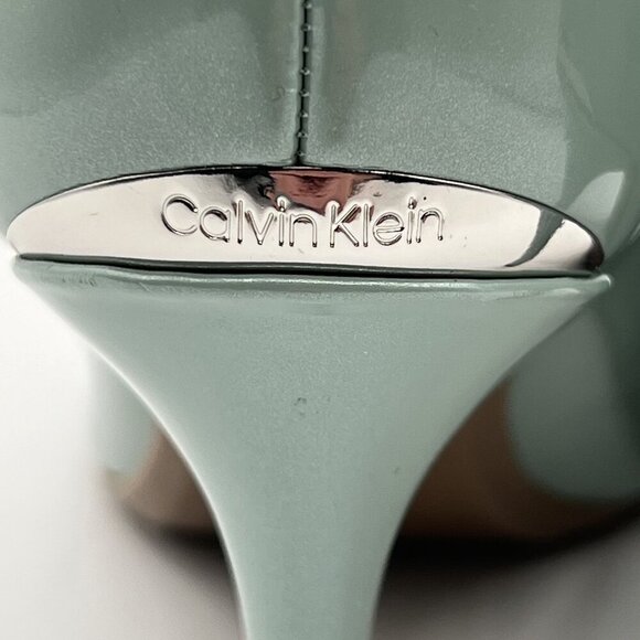 Calvin Klein Gayle Womens 7 Patent Leather Aqua Pointed Toe Dress Pump Timeless - Picture 6 of 16